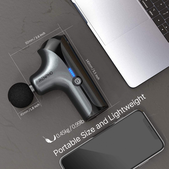 Aparat de masaj Gun Renpho Mini, 5 capete interschimbabile, 5 trepte de viteza, Incarcare USB-C [4]