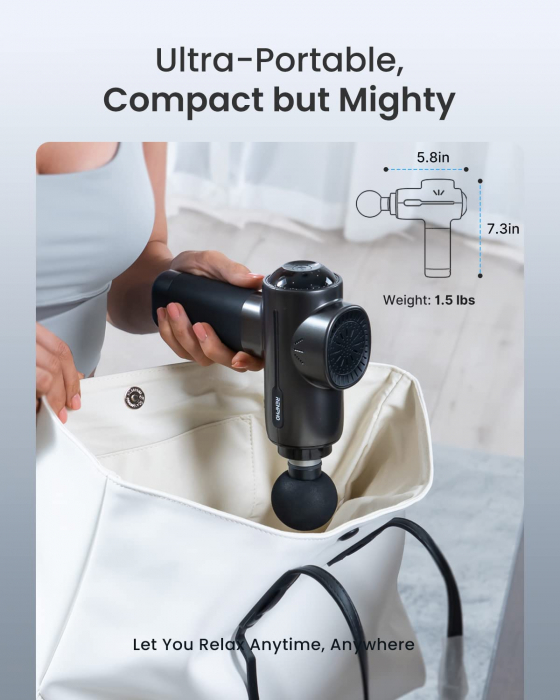 Aparat de masaj Gun Renpho R3, 5 capete interschimbabile, 5 trepte de viteza [4]