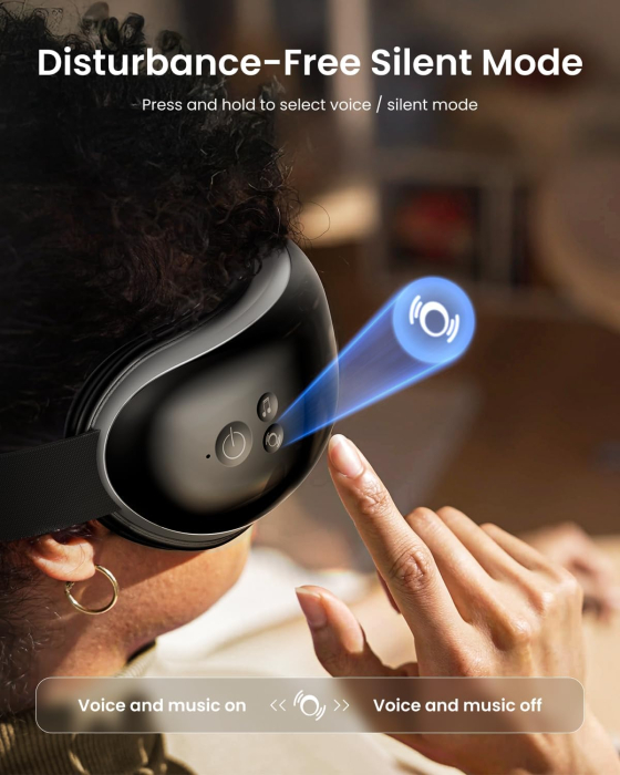 Aparat de masaj pentru ochi Renpho EM001 pentru masare cu Bluetooth, Muzica, Vibratii, 5 moduri, Negru [7]