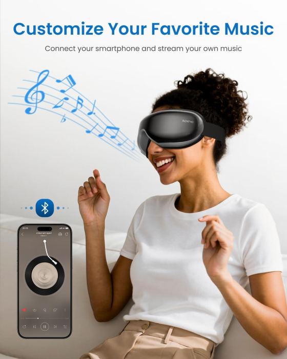 Aparat de masaj pentru ochi Renpho EM001 pentru masare cu Bluetooth, Muzica, Vibratii, 5 moduri, Negru [5]