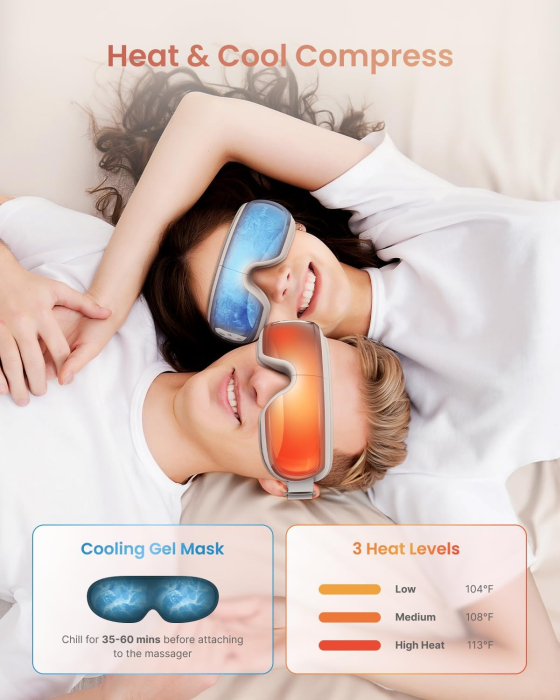 Aparat de masaj pentru ochi RENPHO Eyeris 3 Rose, compresie cu aer, vibratii, incalzire si racire, Bluetooth, control vocal, pliabil, relaxare si reducerea oboselii oculare [2]
