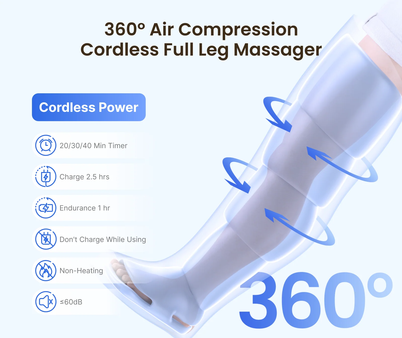 Aparat de masaj pentru picioare RENPHO Aeria Boot Thermal R-WML01, compresie aer 360°, incalzire, acumulator reincarcabil, 8 moduri, 8 intensitati, negru [7]