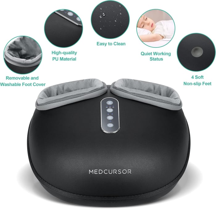 Aparat de masaj picioare Medcursor A02-FM04, Masaj Shiatsu, caldura, compresie aer cu 2 niveluri, 3 moduri - Negru [7]