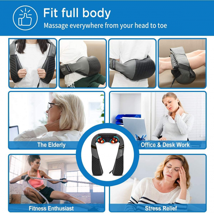 Aparat de masaj umeri, Renpho SNM061, pentru spate, umeri, gat, picioare, masaj Shiatsu 3D pentru tesuturi adanci [5]