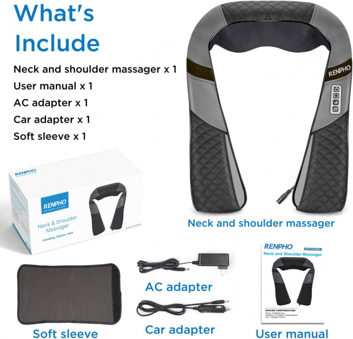 Aparat de masaj umeri, Renpho SNM061, pentru spate, umeri, gat, picioare, masaj Shiatsu 3D pentru tesuturi adanci [8]
