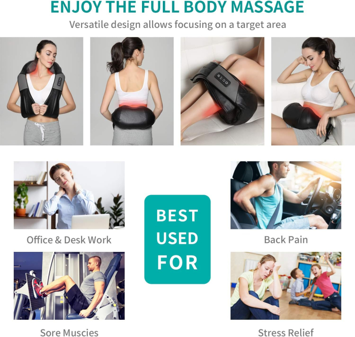 Aparat de masaj umeri, Nekteck A01-NK01, pentru spate, umeri, gat, masaj Shiatsu, incalzire [7]