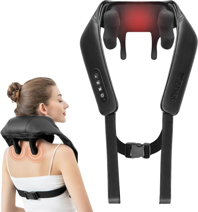 Aparat de masaj umeri, Nekteck A01-NM09, Acumulator 2600mAh, pentru spate, umeri, gat, picioare, masaj Shiatsu, incalzire [1]