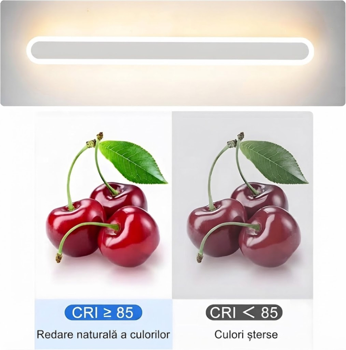 Aplica de perete LED Rovo 1356-100, 100CM, 39W, 3 setari de lumina, 3000K/4000K/6000K, Alb [10]
