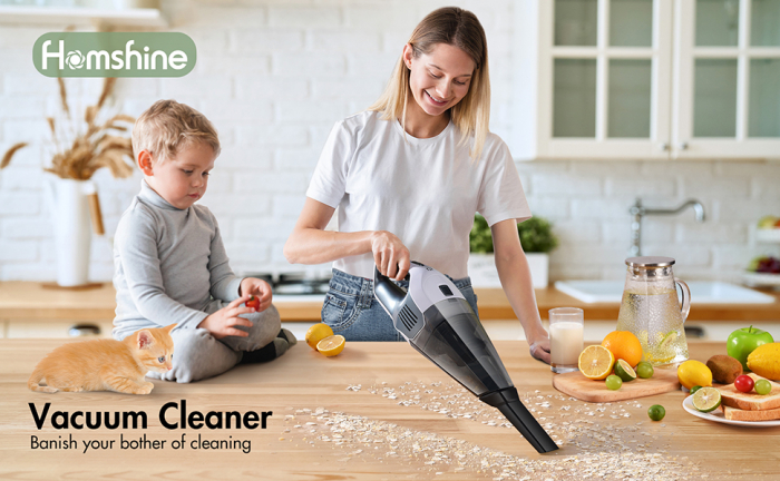 Aspirator de mana HoLife HM036E, Aspirare solide si lichide, 14.8V, Autonomie 30 minute [3]