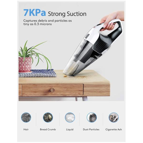 Aspirator de mana HoLife HM036E, Aspirare solide si lichide, 14.8V, Autonomie 30 minute [6]
