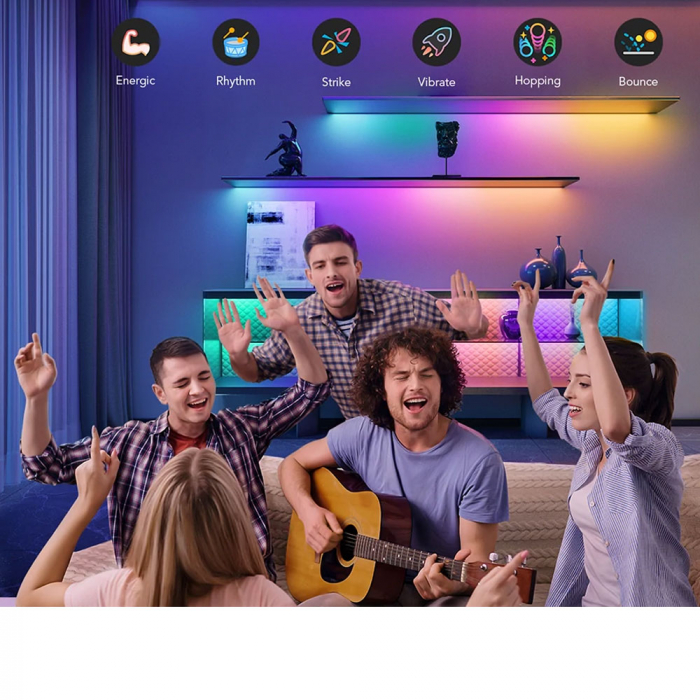 Banda LED Govee RGBIC Pro H619A, 5m, Sincronizare Muzica, Wifi si Bluetooth, Alexa , Google Asistant, strat protector [5]