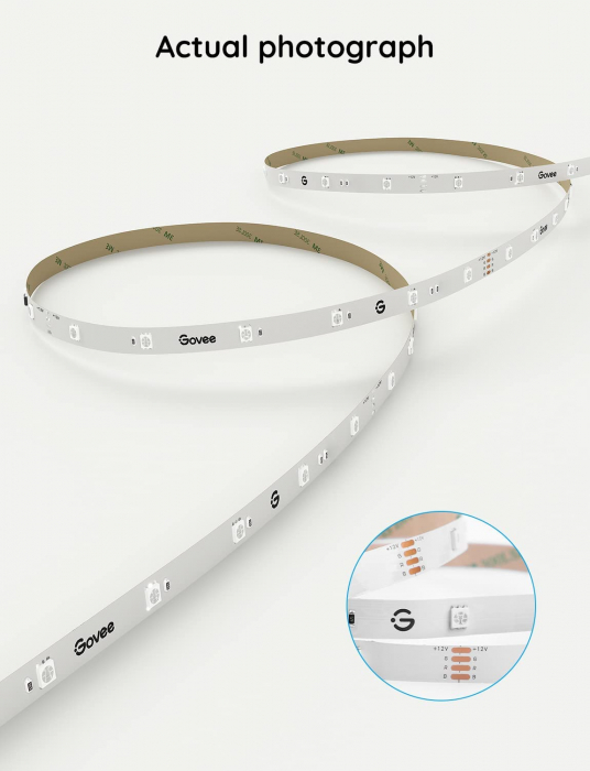 Banda LED RGB inteligenta Govee H615A RGB, Wi-Fi, Bluetooth, sincronizare muzica, lumina colorata, 5m, compatibil Google Assistant & Alexa [7]