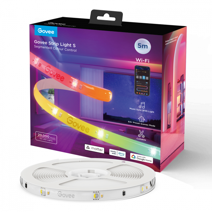 Banda LED Govee H612A RGBICW, 5m, Sincronizare Muzica, Wifi, Bluetooth, Matter, Alexa , Google Asistant [2]