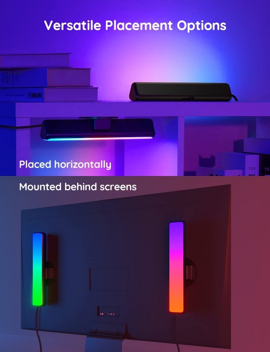 Set 2 buc lampa LED Govee Flow Plus Light Bars RGBICWW, WiFi si Bluetooth, TV Ambient, Alexa si Google Assistant [6]