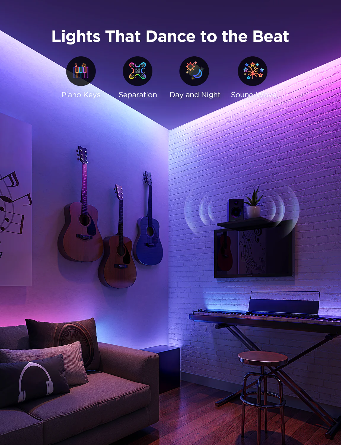 Banda LED Govee H61F5 2 Pro, 5M, RGBWW, 60 LEDs/m,  Alexa, Google Asistant, Matter, Bluetooth, Wi-Fi [8]