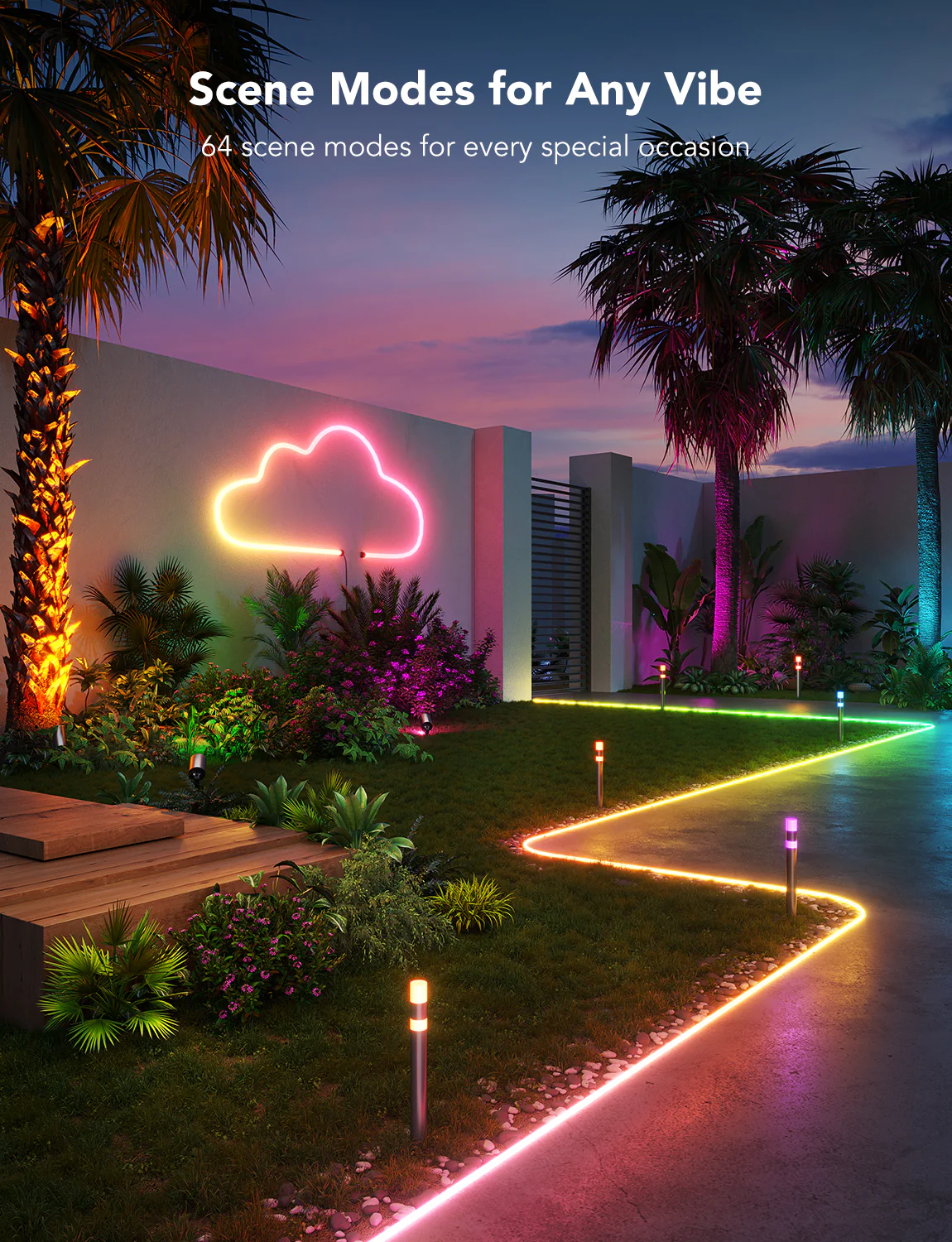 Banda LED Profesionala Govee Neon Rope H61A8 Exterior, IP67, RGBIC, Inteligenta, 10M, 1130lm, 72W, Sincronizare Muzica, Wifi, Bluetooth, Alexa, Google Asistant [8]