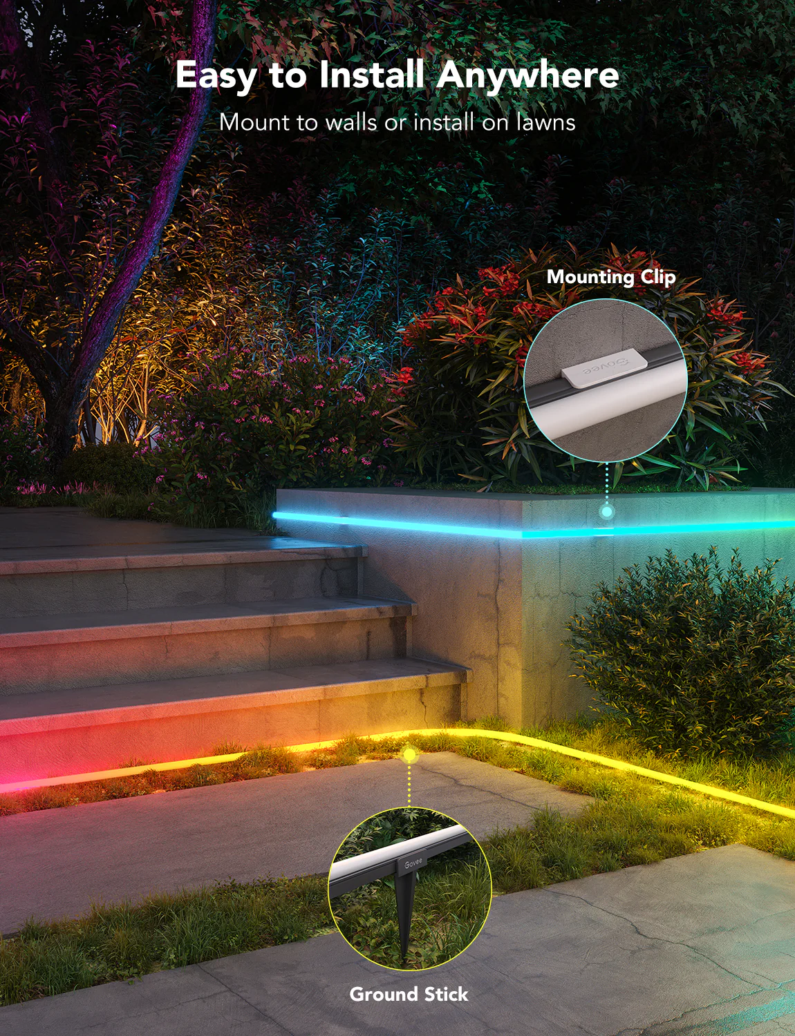 Banda LED Profesionala Govee Neon Rope H61A8 Exterior, IP67, RGBIC, Inteligenta, 10M, 1130lm, 72W, Sincronizare Muzica, Wifi, Bluetooth, Alexa, Google Asistant [9]