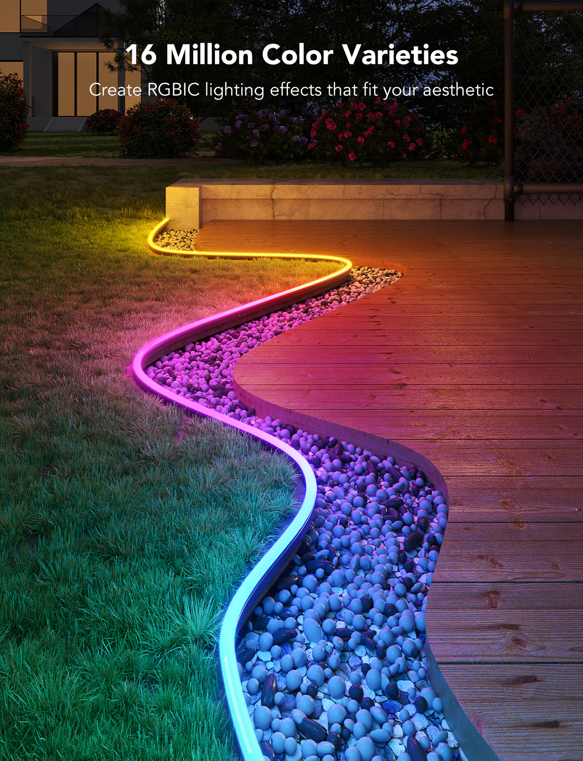 Banda LED Profesionala Govee Neon Rope H61A8 Exterior, IP67, RGBIC, Inteligenta, 10M, 1130lm, 72W, Sincronizare Muzica, Wifi, Bluetooth, Alexa, Google Asistant [4]