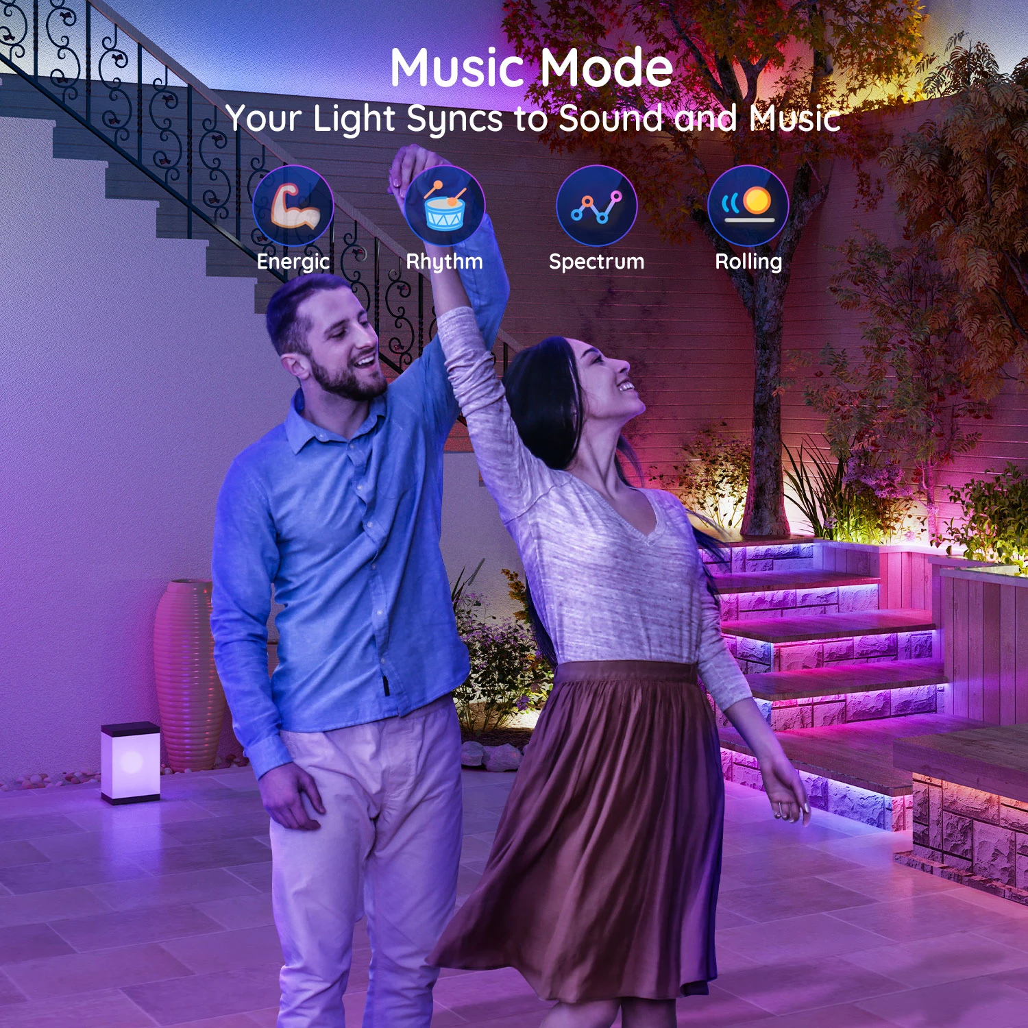 Banda LED Profesionala Govee H6172 RGBIC, 10m, IP65, Sincronizare Muzica, Wi-Fi & Bluetooth, Exterior, Google Assistant & Alexa [7]