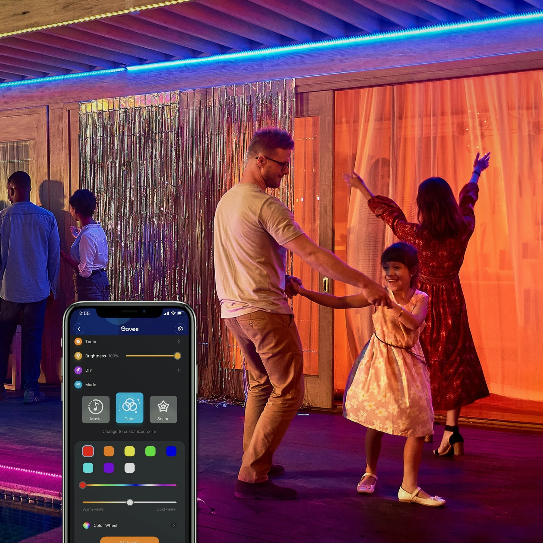 Banda LED Profesionala Govee H6172 RGBIC, 10m, IP65, Sincronizare Muzica, Wi-Fi & Bluetooth, Exterior, Google Assistant & Alexa [9]