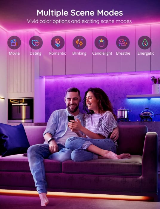 Banda LED Govee H6154 RGB, Sincronizare Muzica, Wifi si Bluetooth 15m, Telecomanda, Alexa , Google Asistant [3]