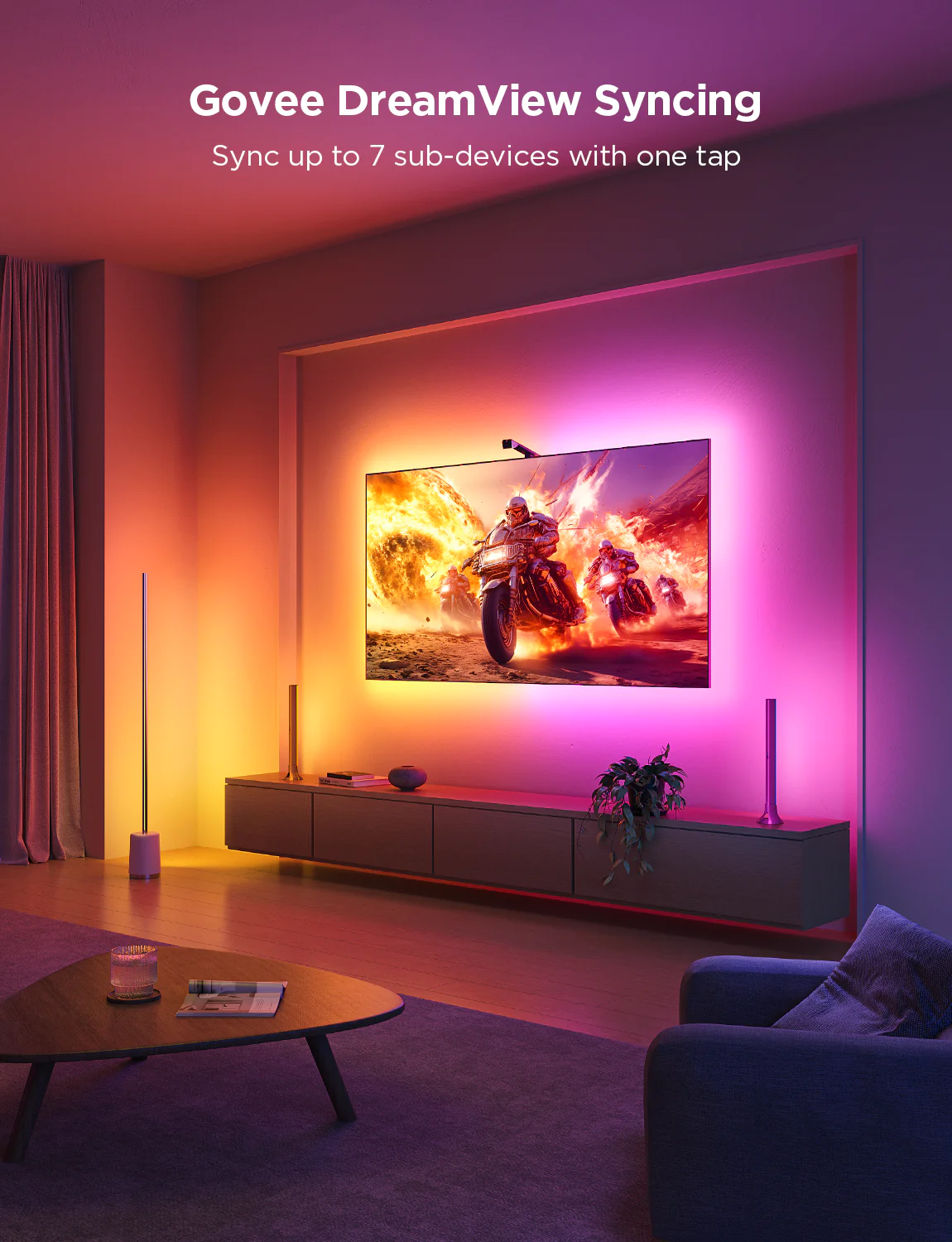 Banda LED Govee TV Backlight 3 Lite, H6099, Wi-Fi + Bluetooth, RGBICW, Camera, 55-65 inch, Fisheye Correction [6]