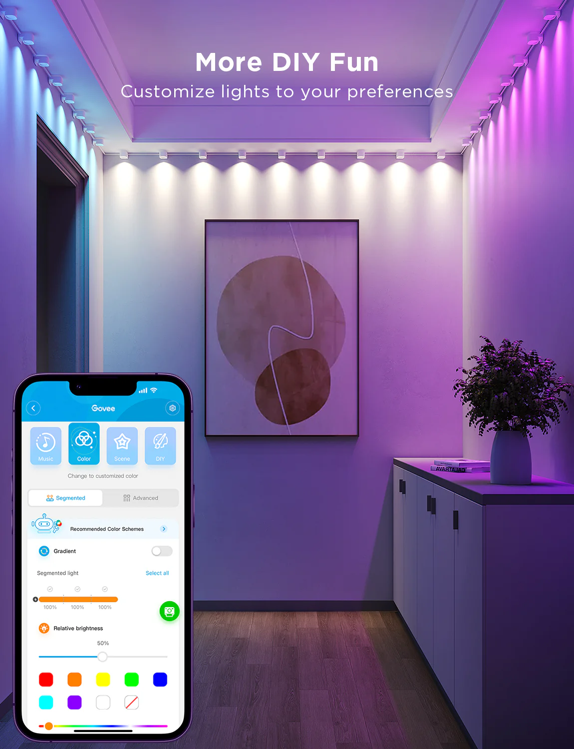 Banda cu Spoturi LED Govee RGBIC String Downlights, H608A, 5m, Wi-Fi, sincronizare muzica [4]