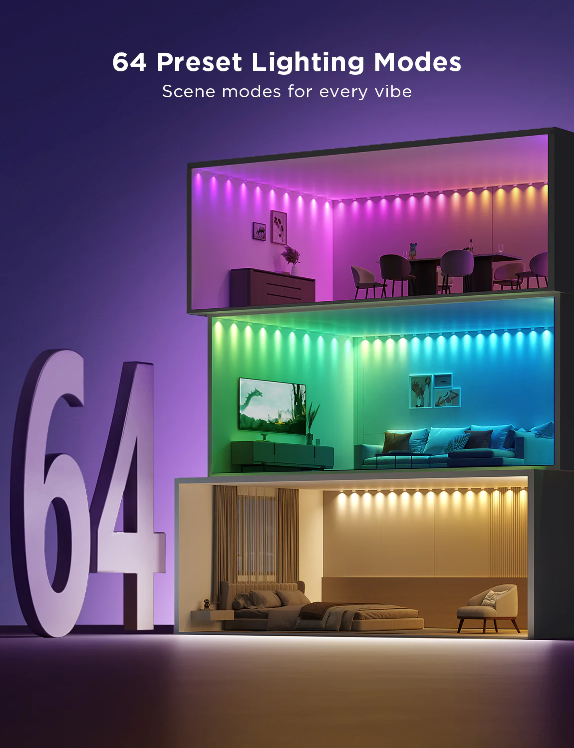 Banda cu Spoturi LED Govee RGBIC String Downlights, H608A, 5m, Wi-Fi, sincronizare muzica [2]