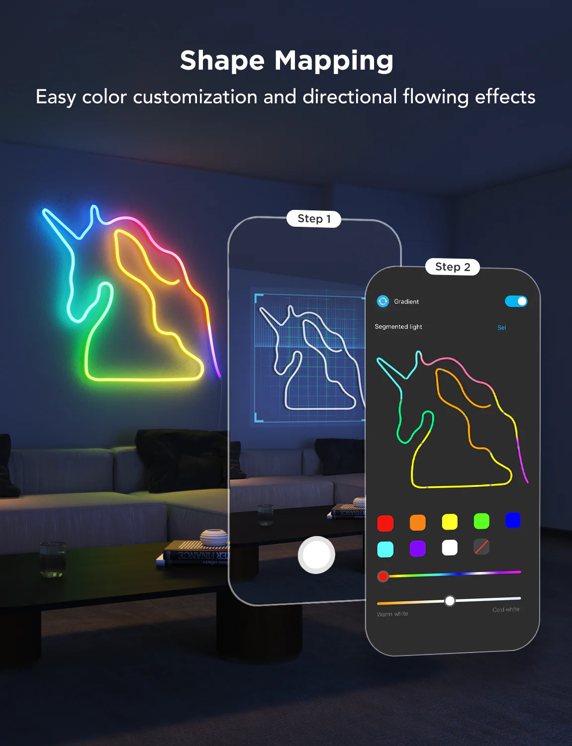Banda LED Govee Neon Rope 2 H61D4-B RGBIC-negru, Inteligenta, 4m, Sincronizare Muzica, Matter, Wifi, Alexa, Google Asistant [4]
