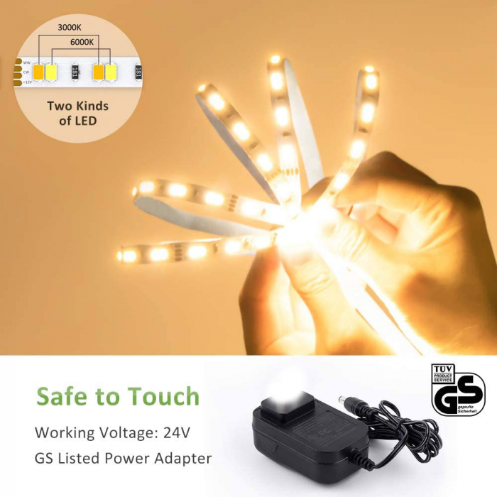 Banda LED Novostella 12m, 120 leduri/m, Dimmer, Culoare Alba lumina reglabila 3000k - 6000K, Telecomanda [4]