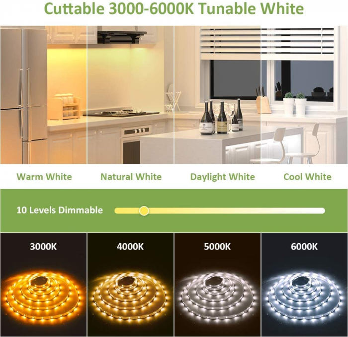 Banda LED Novostella 6m, 112LED/m, Dimmer, Culoare Alba lumina reglabila 3000k - 6000K, Telecomanda [2]