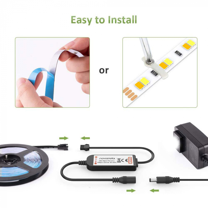 Banda LED Novostella 12m, 120 leduri/m, Dimmer, Culoare Alba lumina reglabila 3000k - 6000K, Telecomanda [7]