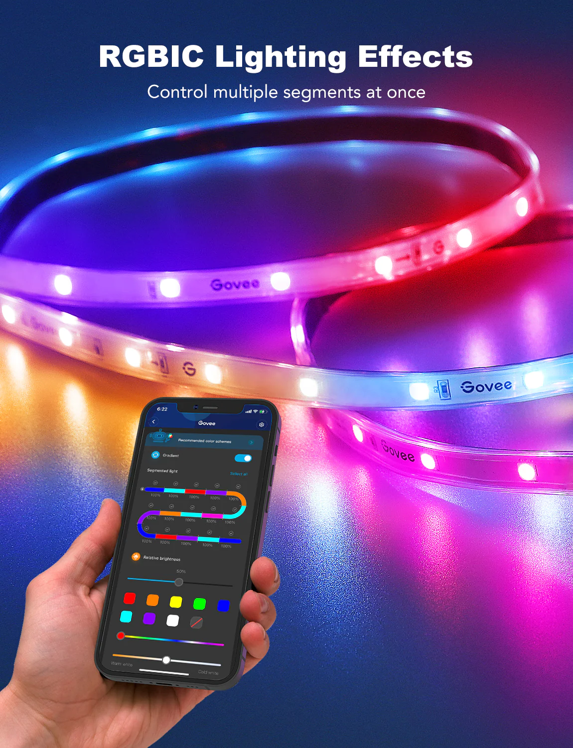 Banda LED Profesionala Govee H6172 RGBIC, 10m, IP65, Sincronizare Muzica, Wi-Fi & Bluetooth, Exterior, Google Assistant & Alexa [5]