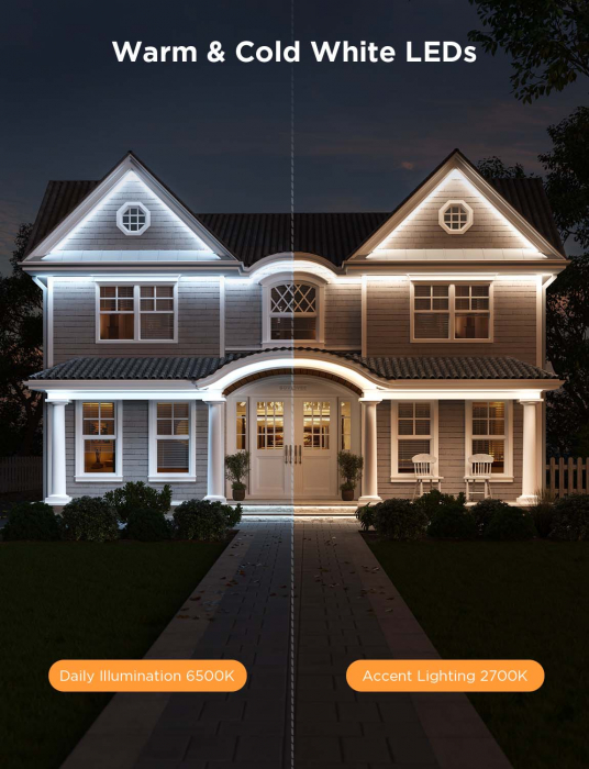 Banda LED Profesionala Govee Phantasy H70A1, RGBICWW, IP65, Sincronizare Muzica, Wifi, 10m, Exterior [4]
