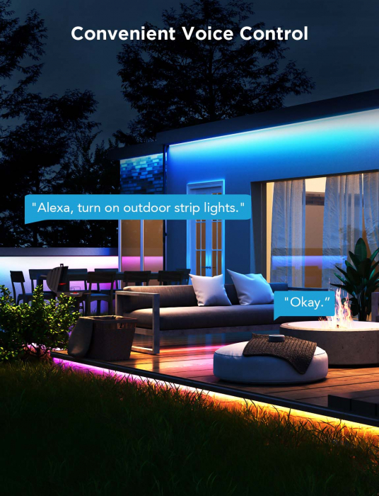 Banda LED Profesionala Govee Phantasy H70A1, RGBICWW, IP65, Sincronizare Muzica, Wifi, 10m, Exterior [6]