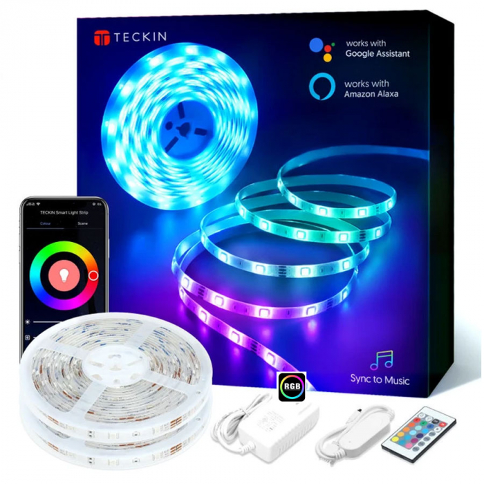 Banda LED Teckin SL07, 10M RGB, Sincronizare Muzica, Smart, Wifi, Smart Life, Telecomanda, Alexa, Google Assistant [1]
