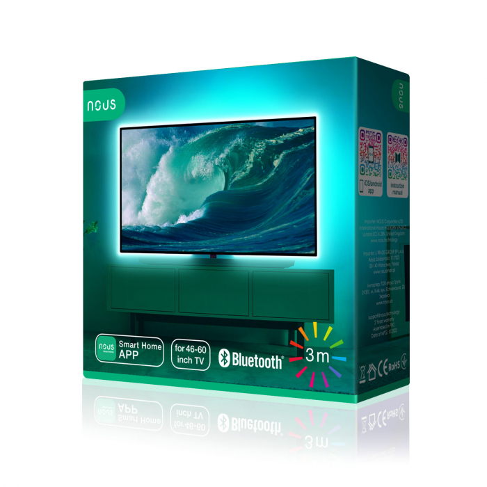 Banda LED TV RGB Nous F8, Smart, USB, 3m, LED 5050, Bluetooth - EOL [8]