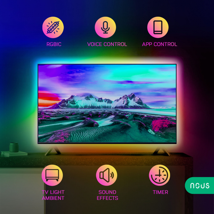 Banda LED TV RGB Nous F9, Smart, Wifi, USB, 2m, LED 5050 [2]