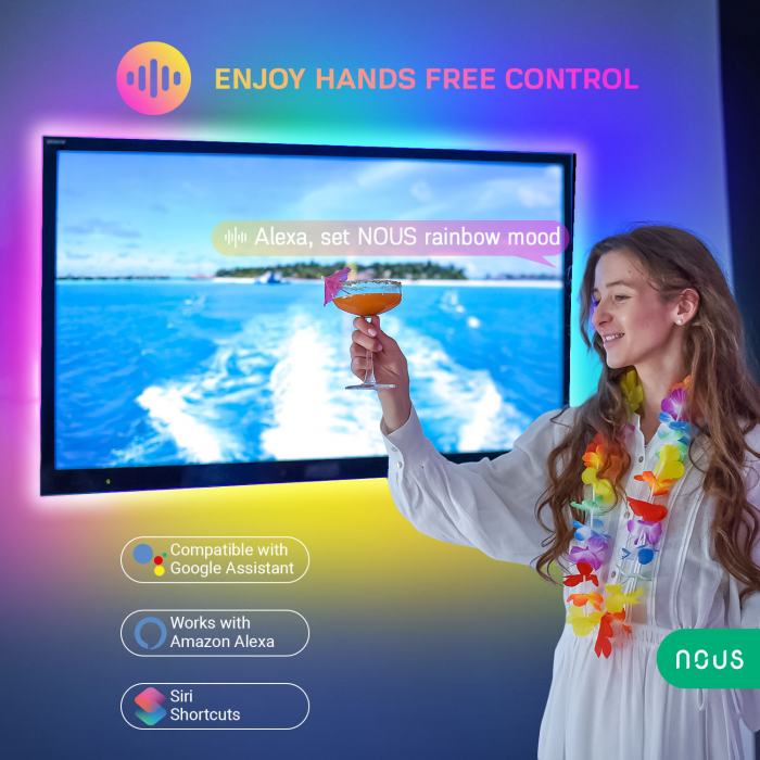 Banda LED TV RGB Nous F9, Smart, Wifi, USB, 2m, LED 5050 [4]