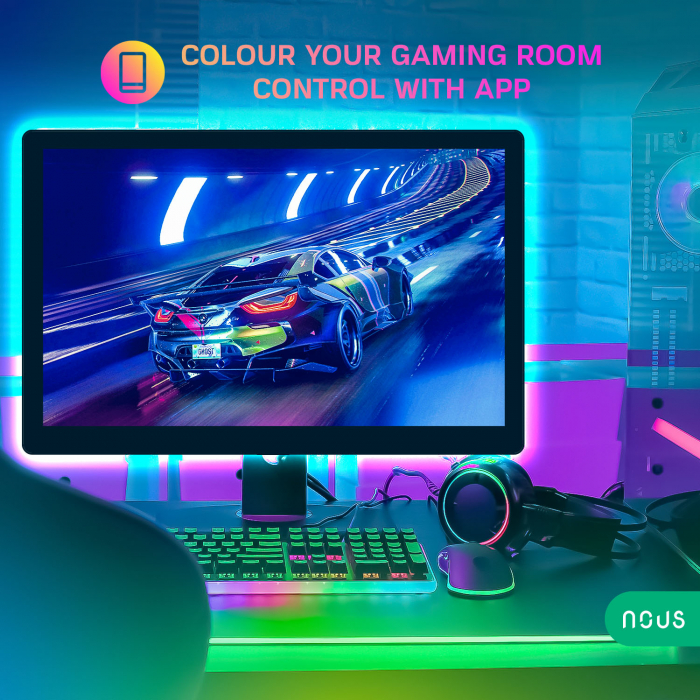 Banda LED TV RGB Nous F7, Smart, USB, 2m, LED 5050, Bluetooth [5]