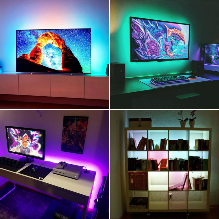 Banda LED TV RGB Ustellar, Smart, USB, Telecomanda, 2m, LED 5050, 60 Leduri [10]
