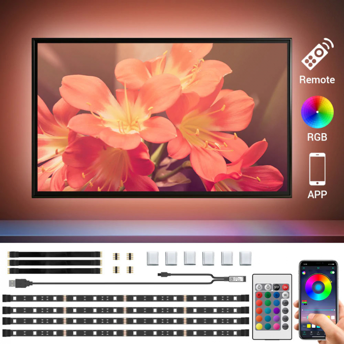 Banda LED TV RGB Ustellar, Smart, USB, Telecomanda, 2m, LED 5050, 60 Leduri [2]