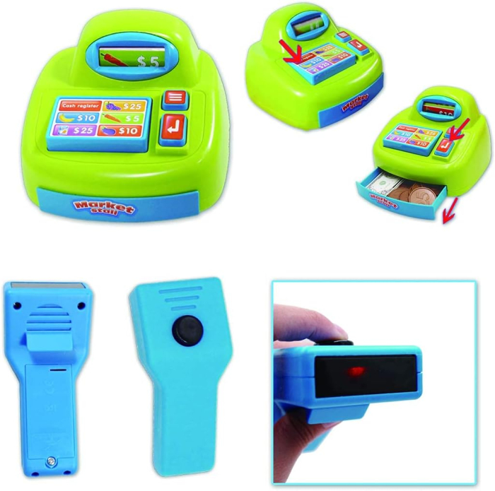 Set de Cumparaturi Tip Supermarket Rovo 85 pentru Copii, Jucarie Interactiva, Scanner, Casa de marcat, Cos de cumparaturi, Lumini, Sunete, Inaltime 80 cm [8]
