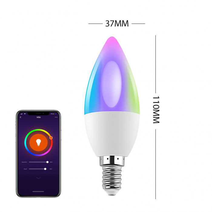 Bec LED RGB Smart Gosund WB6, RGB+CW, 5W, E14, Control din aplicatie [2]