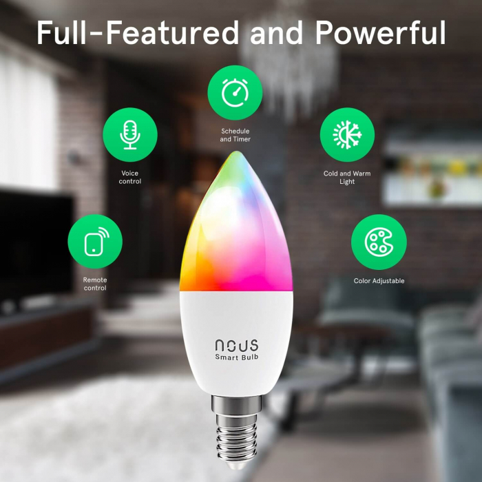 Set 4 Becuri LED RGB Smart NOUS P4, E14, Control din aplicatie [3]
