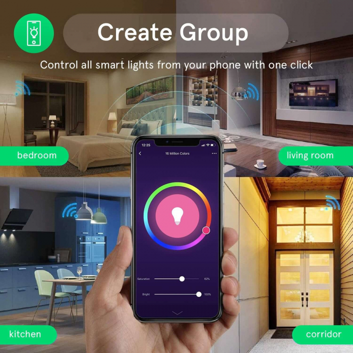 Set 4 becuri LED RGB Smart NOUS P8, GU10, Control din aplicatie [5]