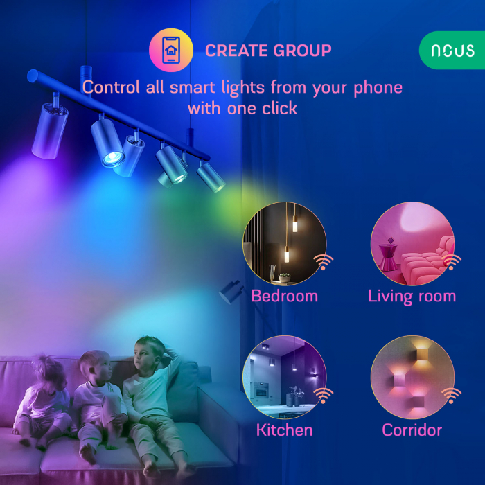 Set 4 becuri LED RGB Smart NOUS P8, GU10, Control din aplicatie [11]