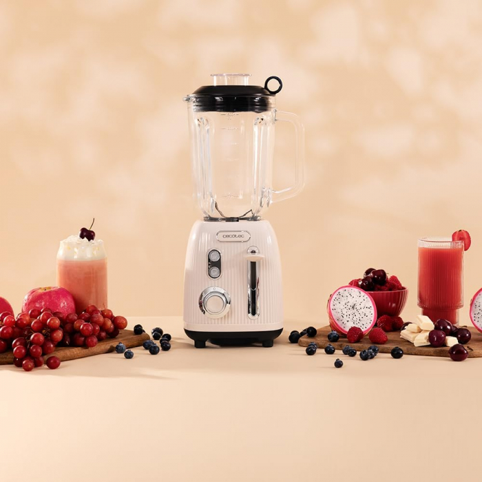 Blender Cecotec Power Black Titanium RetroBeige, 1200W, Bol sticla 1.5L [2]