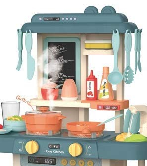 Bucatarie copii, Rovo 187, aragaz de jucarie, chiuveta cu circuit de apa, aragaz aburi, sunete, lumini, frigider, fructe, legume, multiple accesorii, 42 de piese - Resigilat [4]