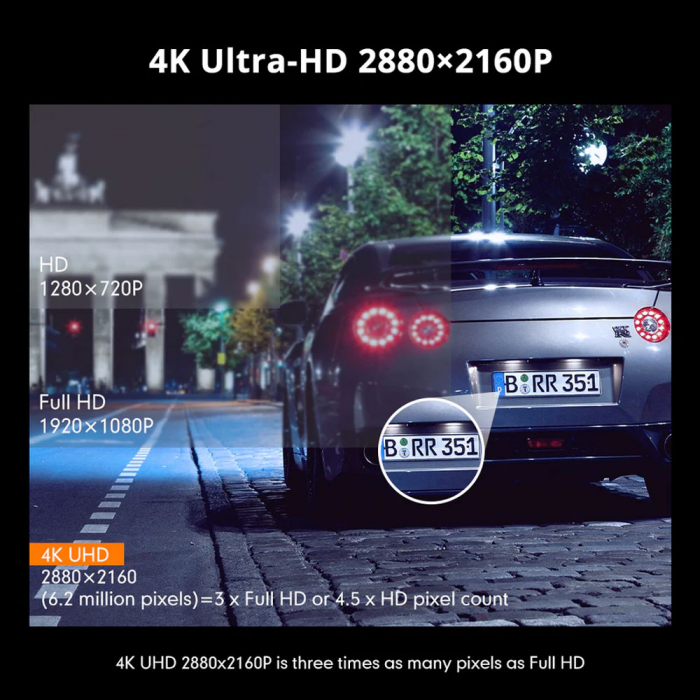 Camera auto DVR AZDOME GS63H, 4K, WiFi, GPS, Unghi 170°, WDR, G-Sensor, Mod parcare, Filmare in bucla [4]